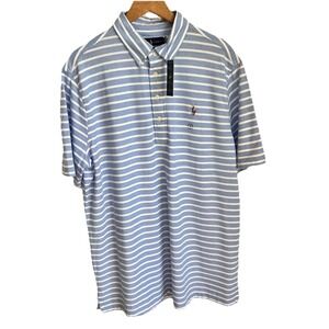 Polo Ralph Lauren Blue White Stripe Classic Fit Knit Oxford Shirt NWT Men's XL